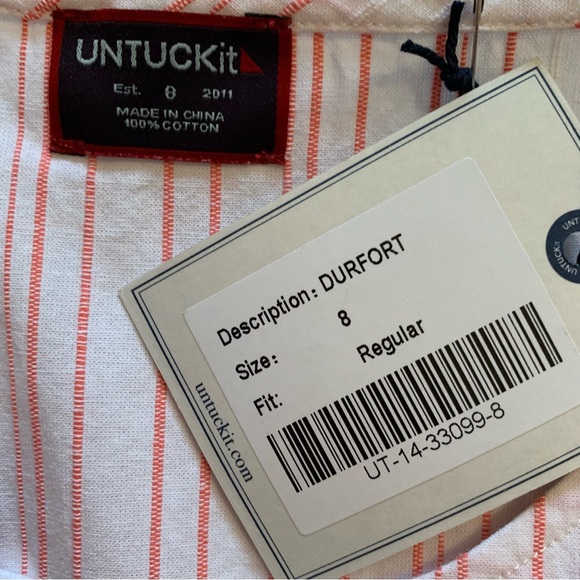 UNTUCKit Women’s Coral Stripe Cotton Durfort Tunic Top Size 8 NWT - Picture 8 of 15